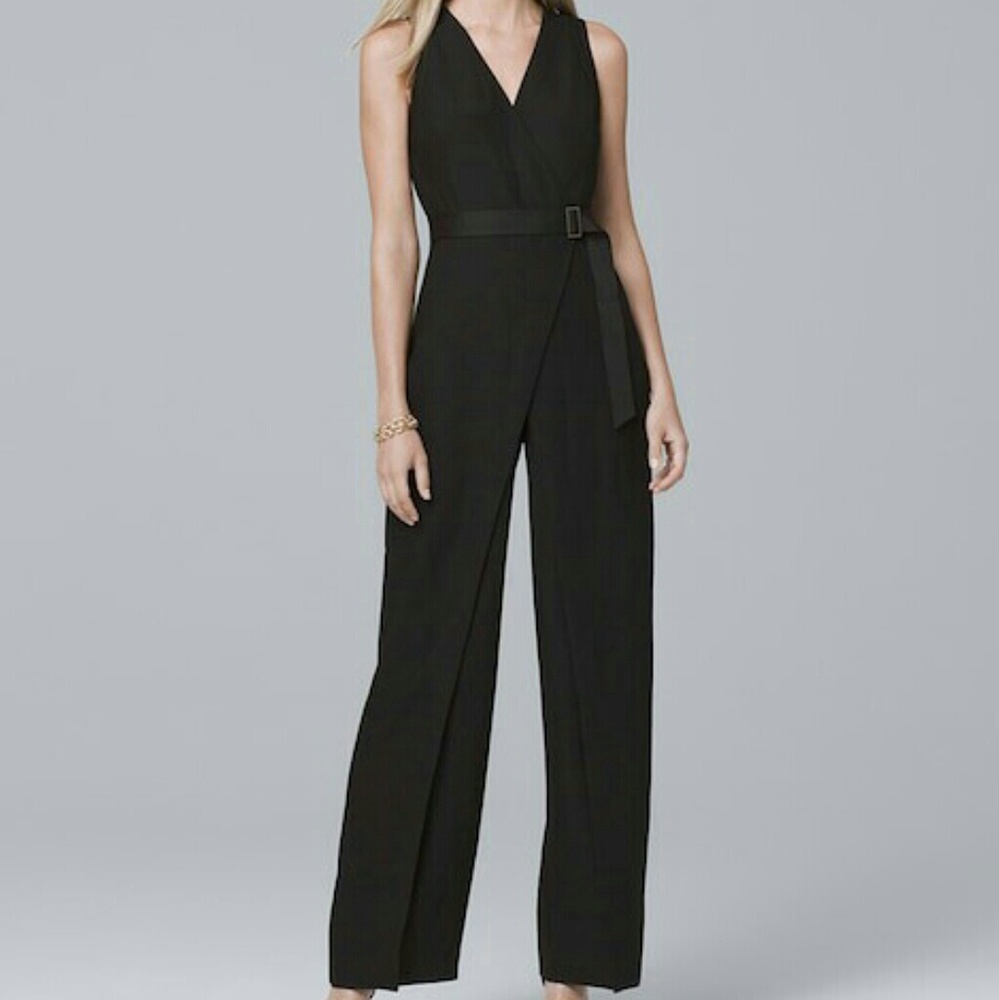 BLACK CREPE WIDE-LEG JUMPSUIT